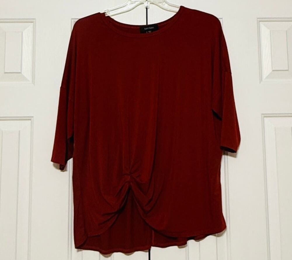 Karen Kane Knit Rust Colored 3/4 Sleeve Pull Over Top, Size 1X